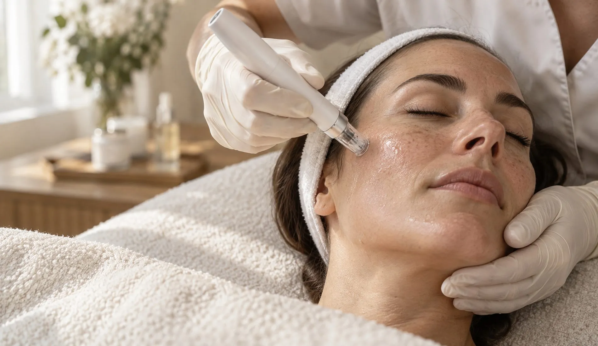 Microneedling-behandeling van het gezicht
