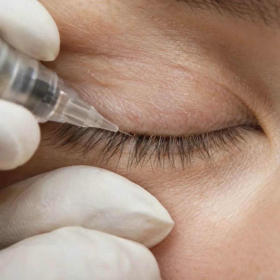 Close-up van een oog met natuurlijke wimpers