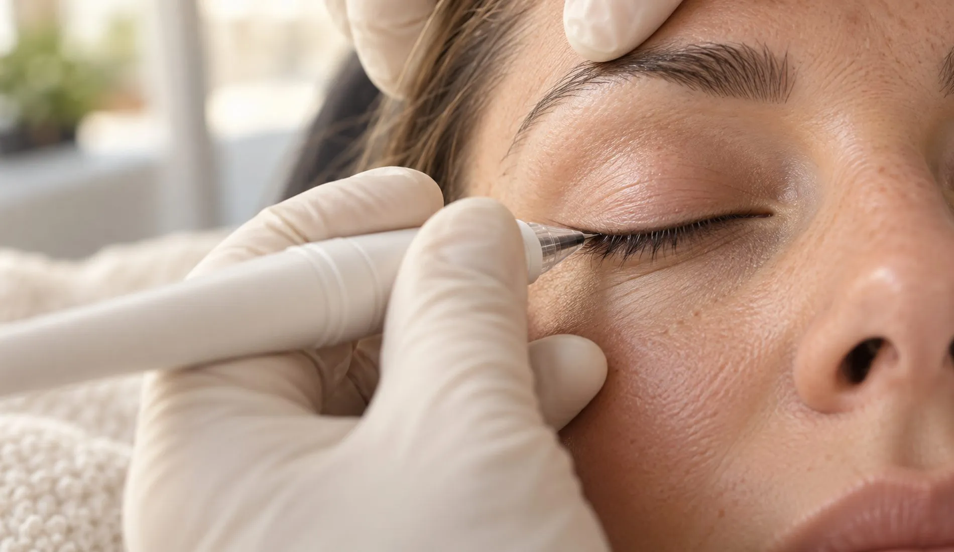 Permanente make-up langs de wimperlijn